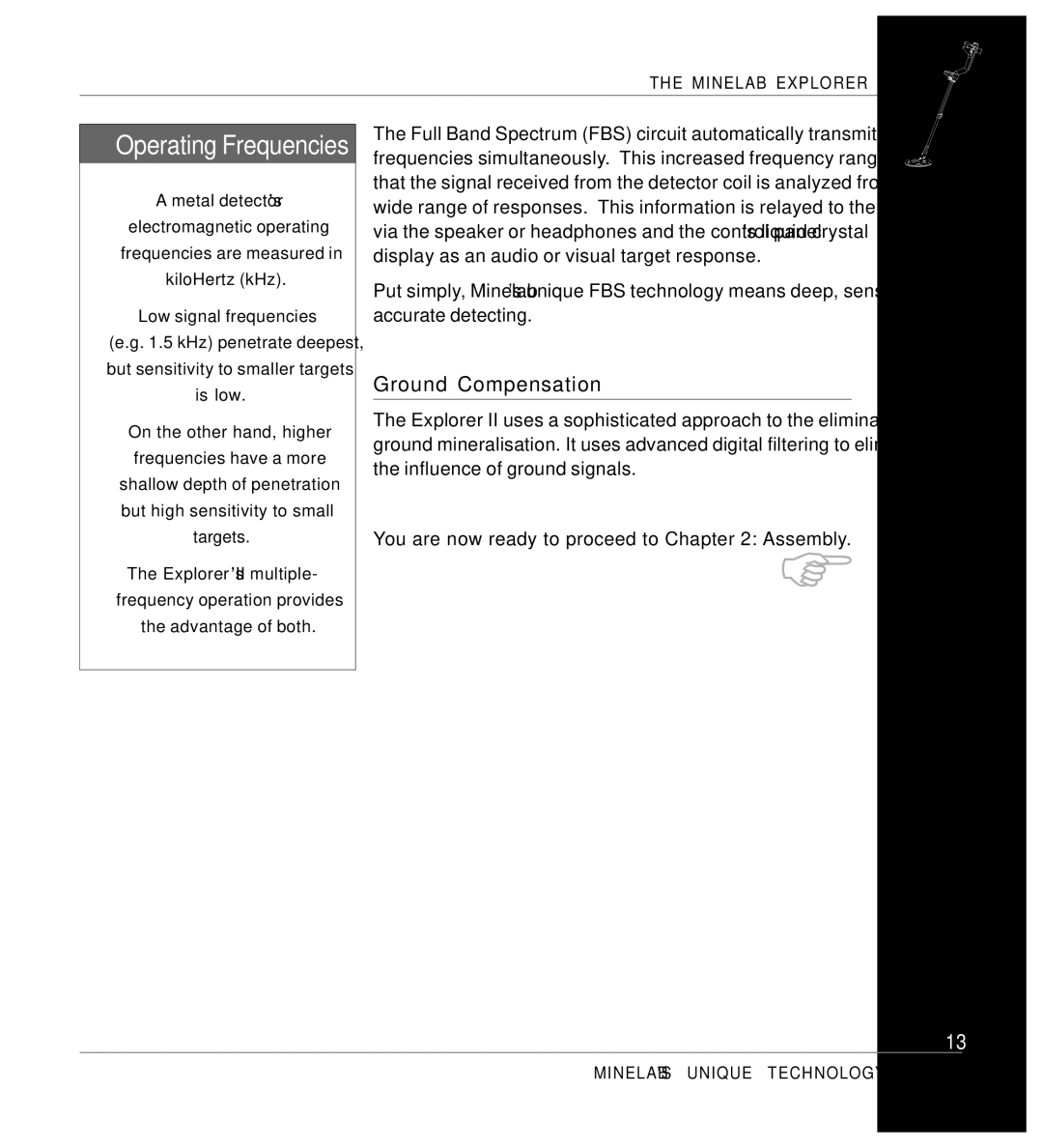 Minelab Mine lab Explorer IITM, P0591-A manual Ground Compensation, You are now ready to proceed to Assembly 