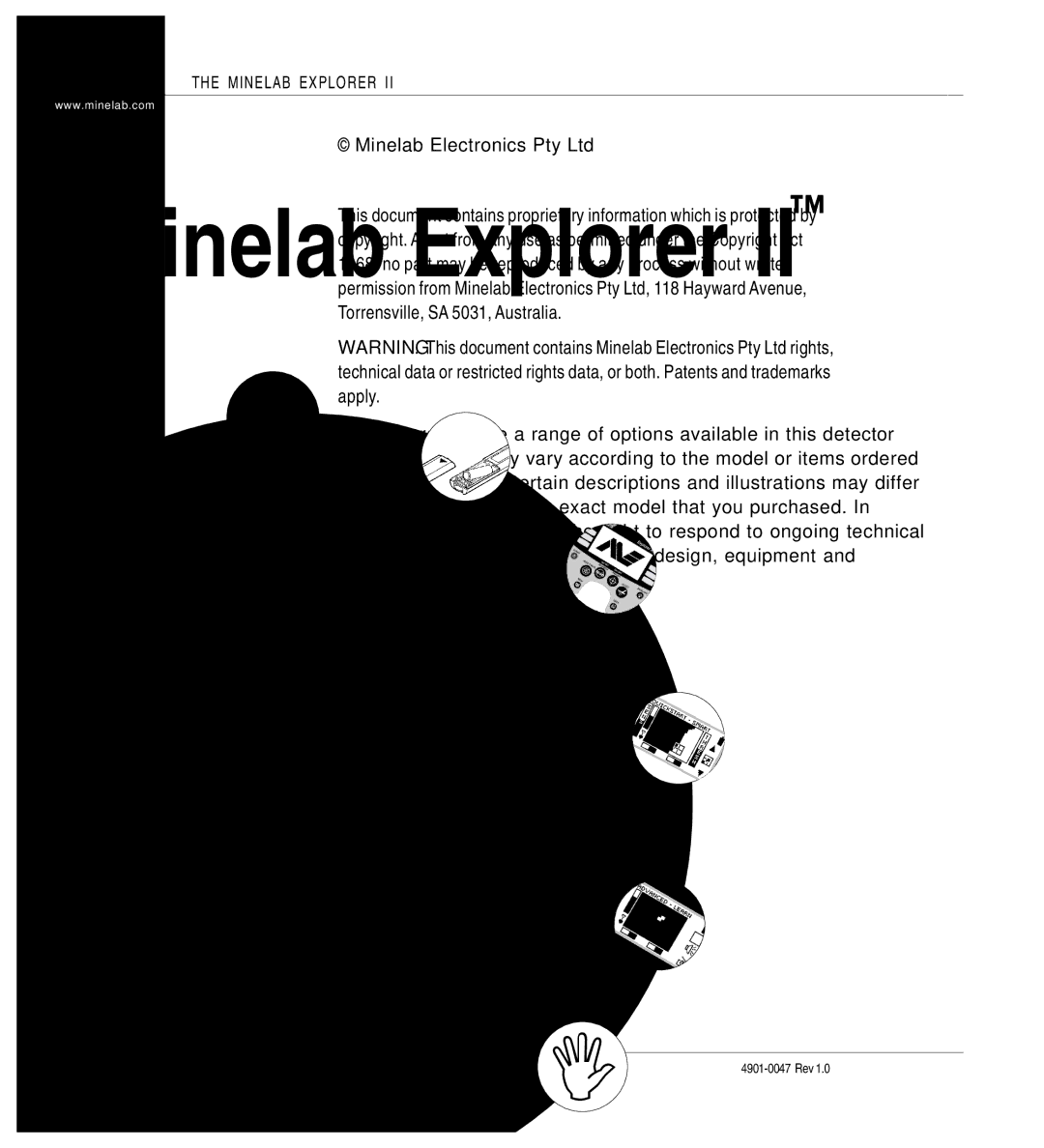 Minelab P0591-A, Mine lab Explorer IITM manual Minelab Explorer 