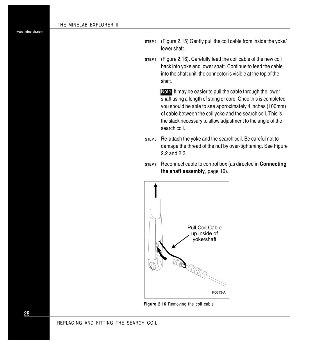 Minelab P0591-A, Mine lab Explorer IITM manual Replacing and Fitting the Search Coil 