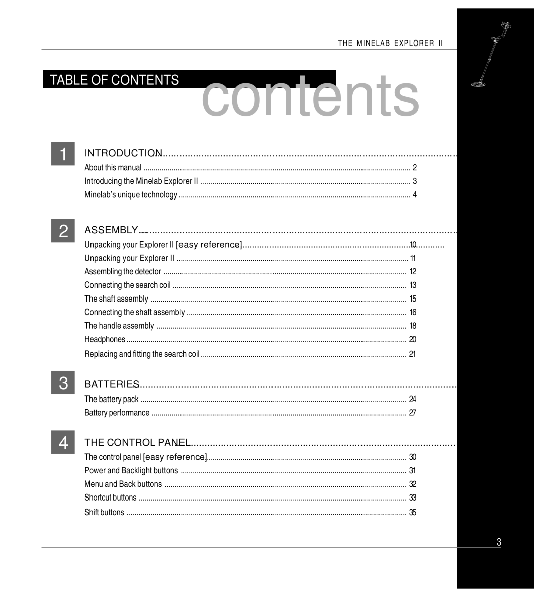 Minelab Mine lab Explorer IITM, P0591-A manual Contents 