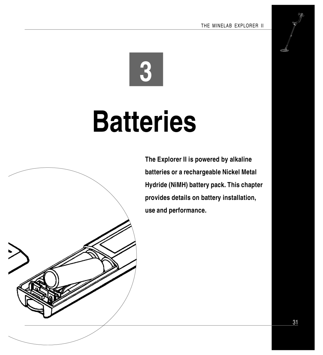 Minelab Mine lab Explorer IITM, P0591-A manual Batteries 