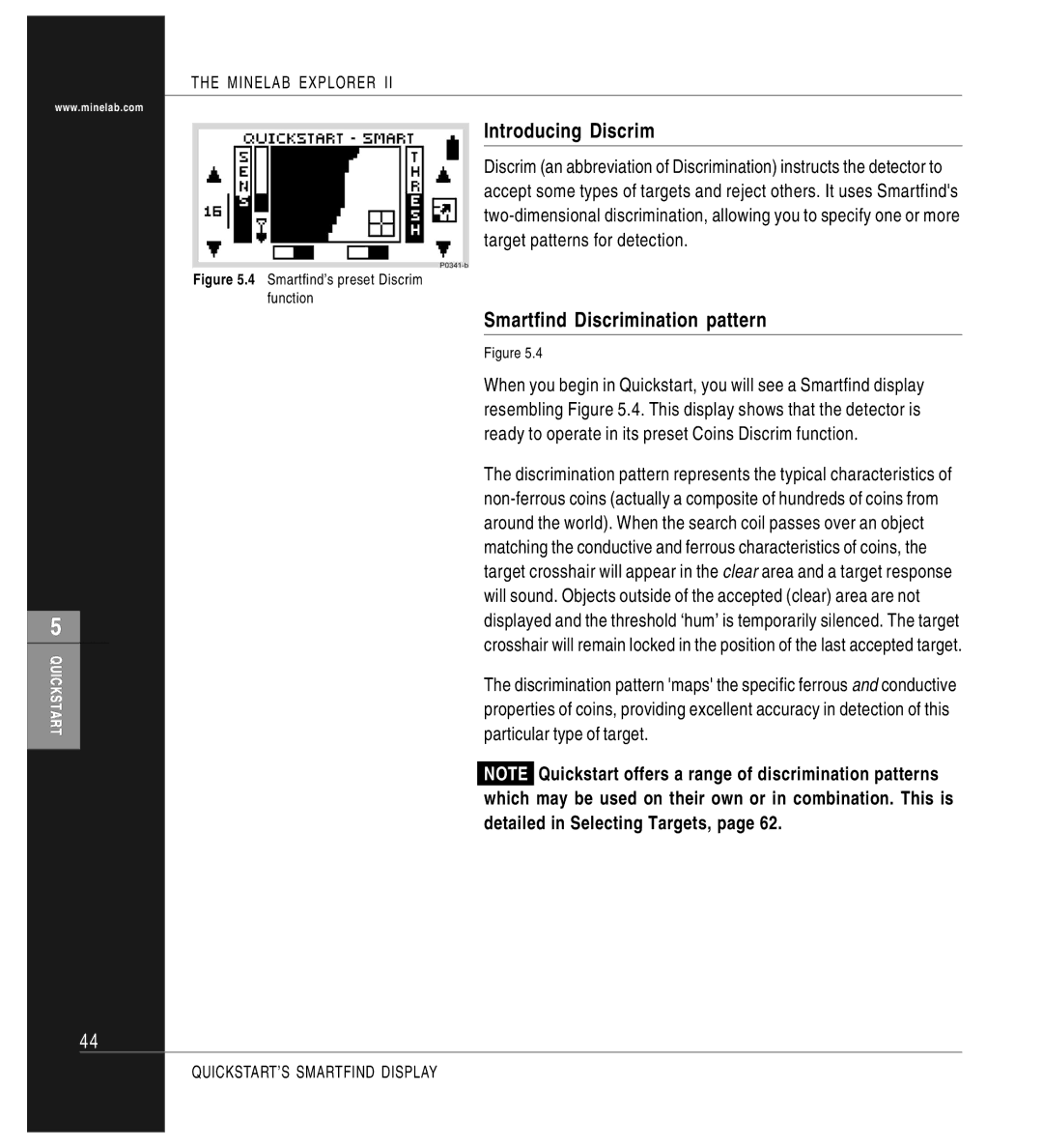 Minelab P0591-A, Mine lab Explorer IITM manual Introducing Discrim, Smartfind Discrimination pattern 