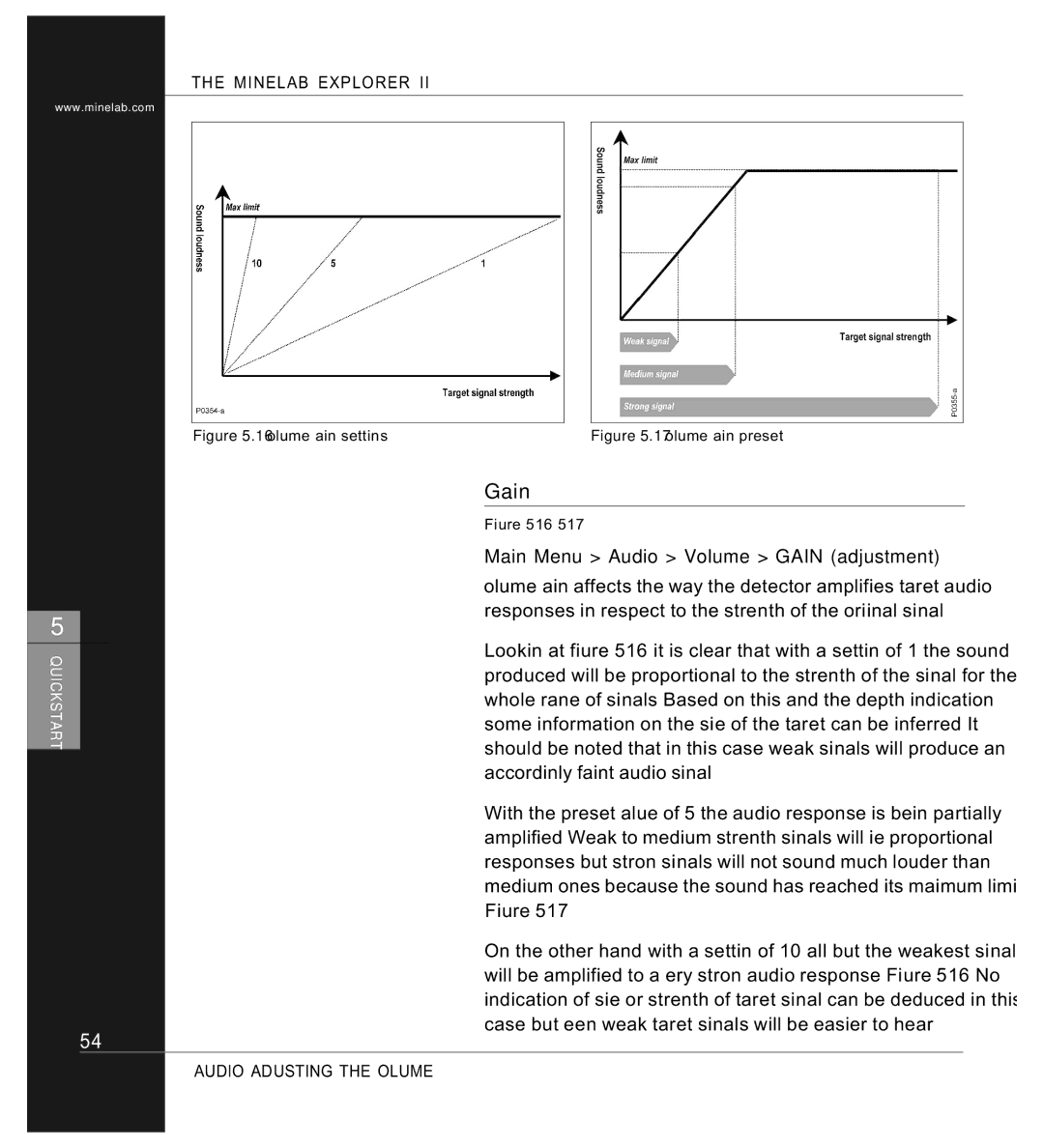 Minelab P0591-A, Mine lab Explorer IITM manual Main Menu Audio Volume Gain adjustment 