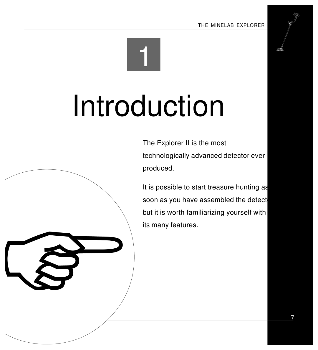 Minelab Mine lab Explorer IITM, P0591-A manual Introduction, Soon as you have assembled the detector 