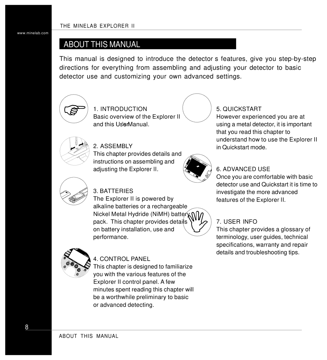 Minelab P0591-A, Mine lab Explorer IITM manual About this Manual 