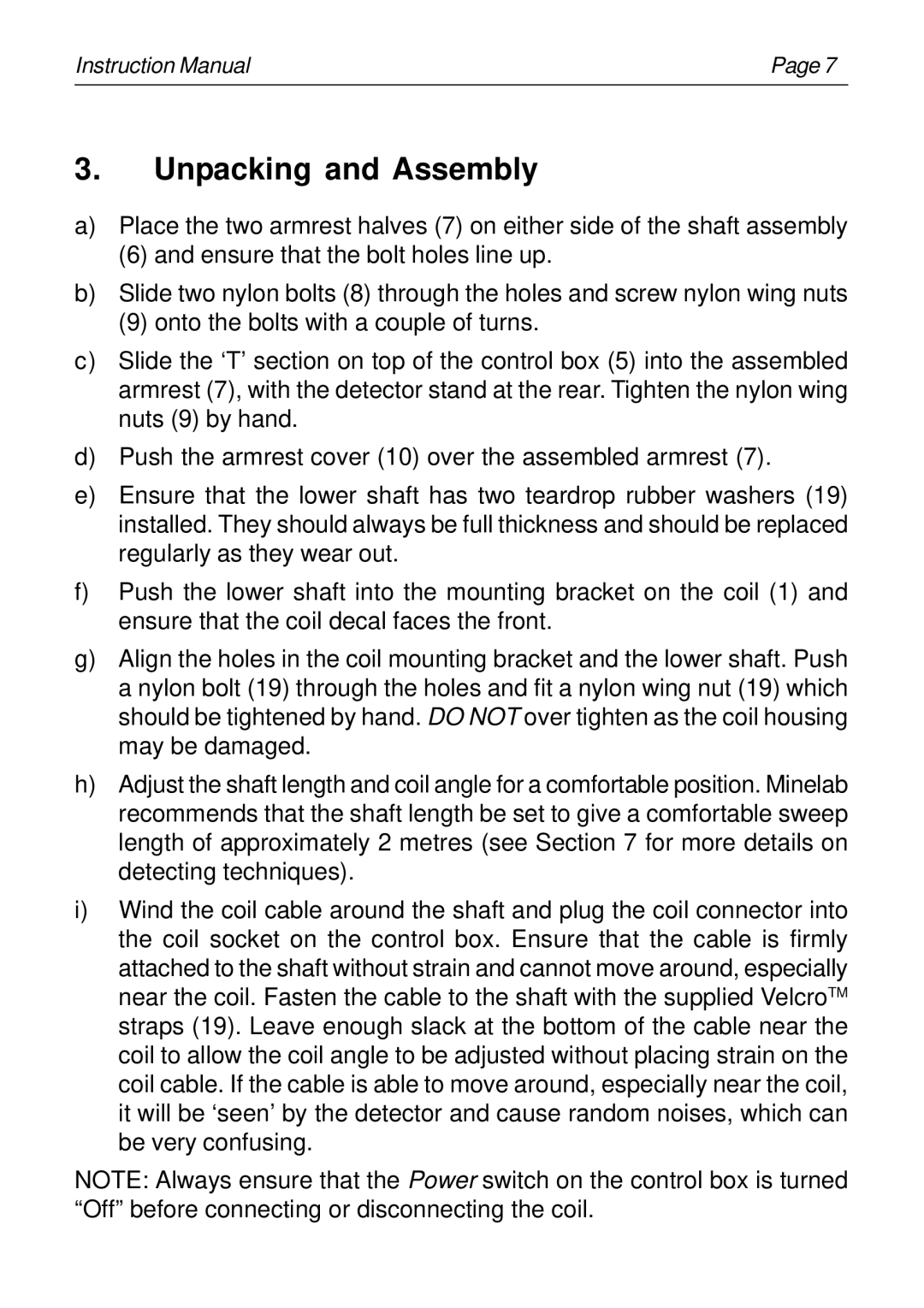 Minelab SD2100v2 instruction manual Unpacking and Assembly 