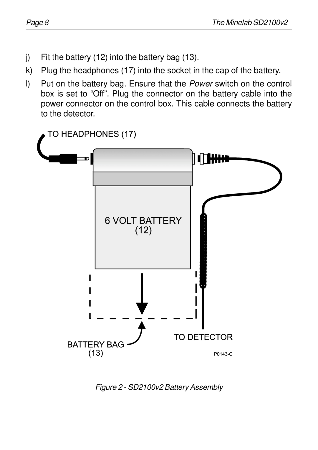 Minelab instruction manual SD2100v2 Battery Assembly 