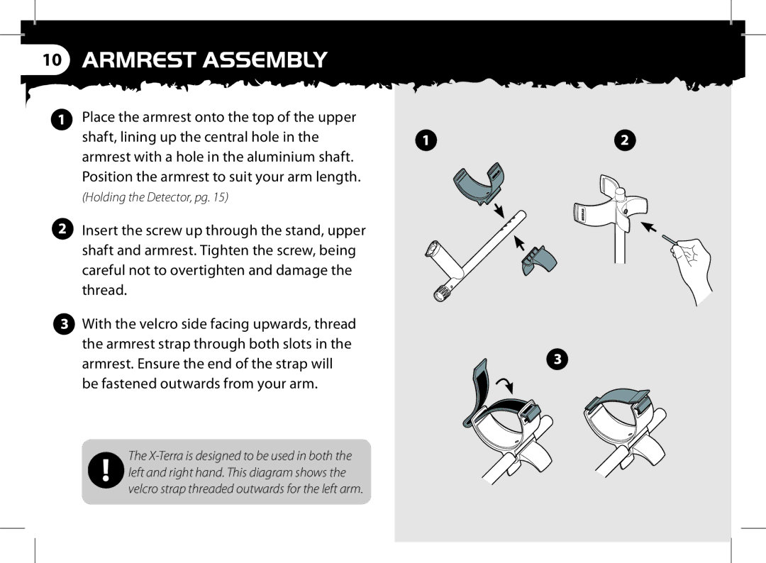 Minelab x-terra manual Holding the Detector, pg 
