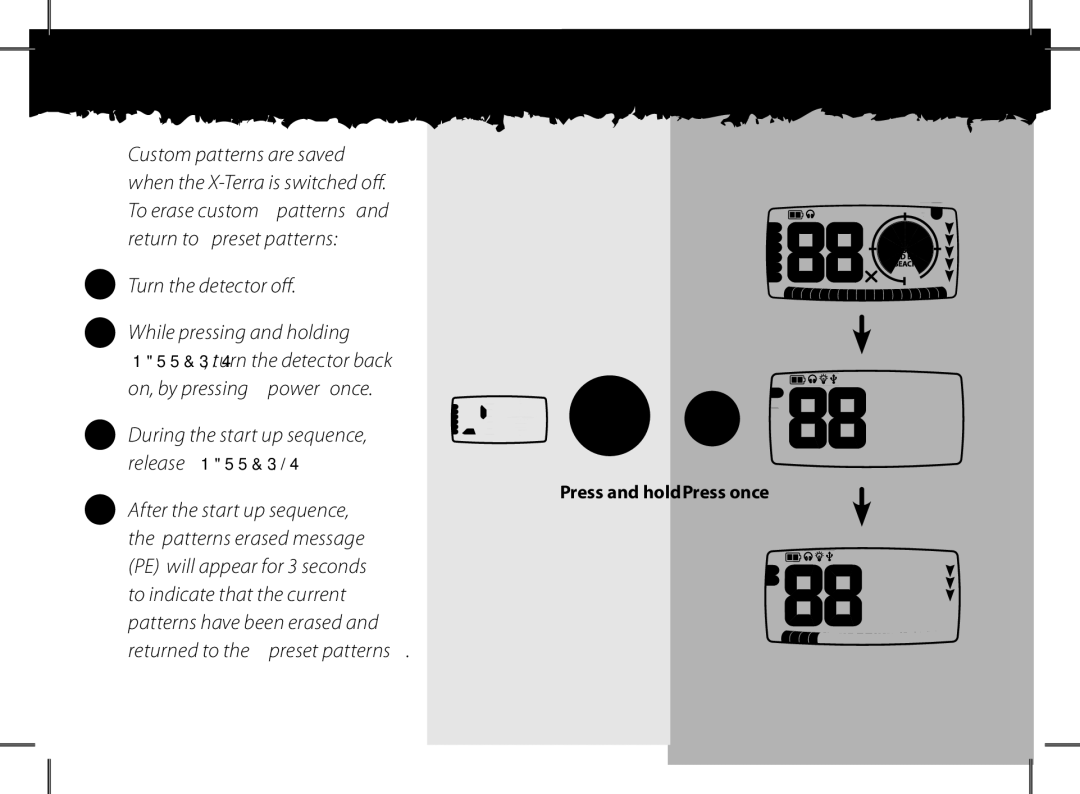 Minelab x-terra manual Press and hold Press once 