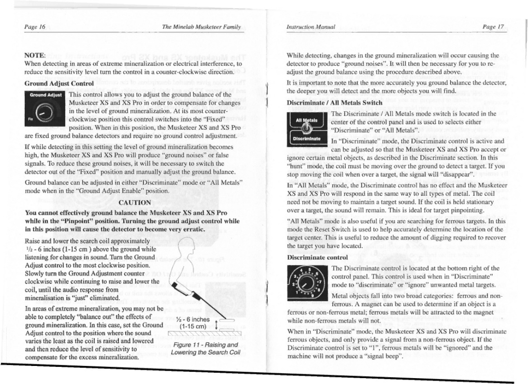 Minelab XS Pro, Colt manual 