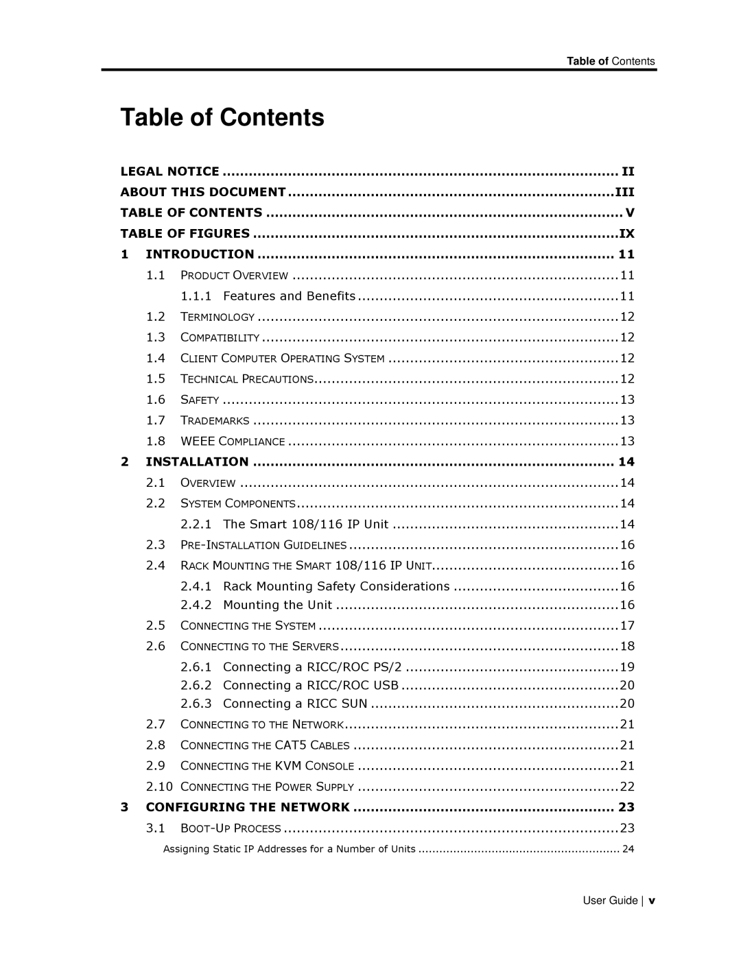 Minicom Advanced Systems 108/116 IP, 108 IP manual Table of Contents 