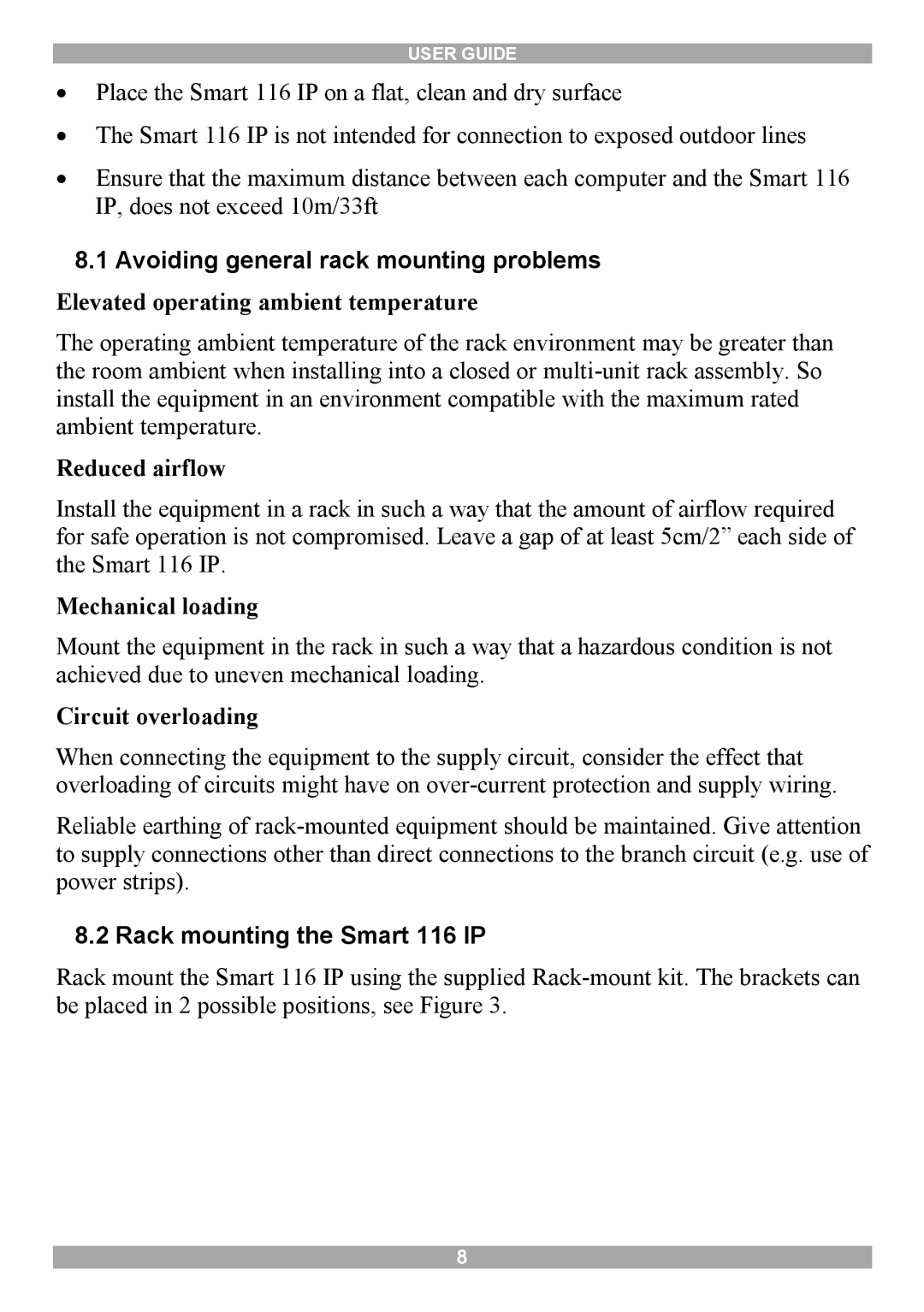 Minicom Advanced Systems manual Avoiding general rack mounting problems, Rack mounting the Smart 116 IP 