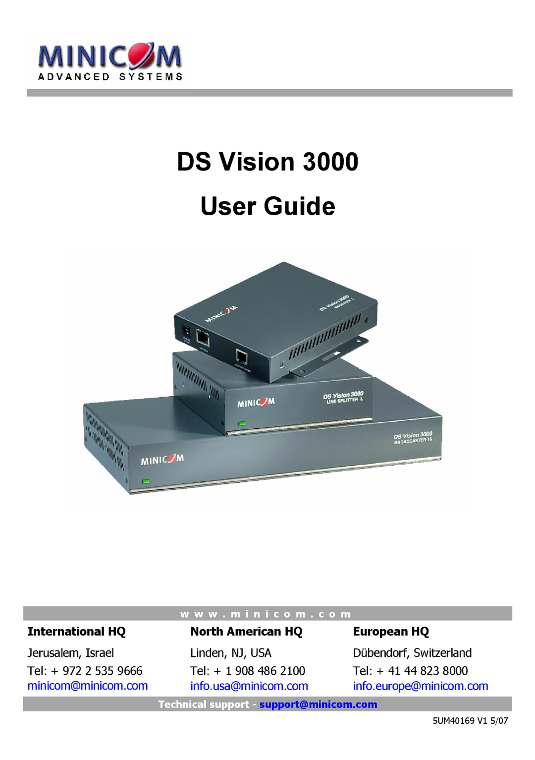 Minicom Advanced Systems 3000 manual DS Vision User Guide 