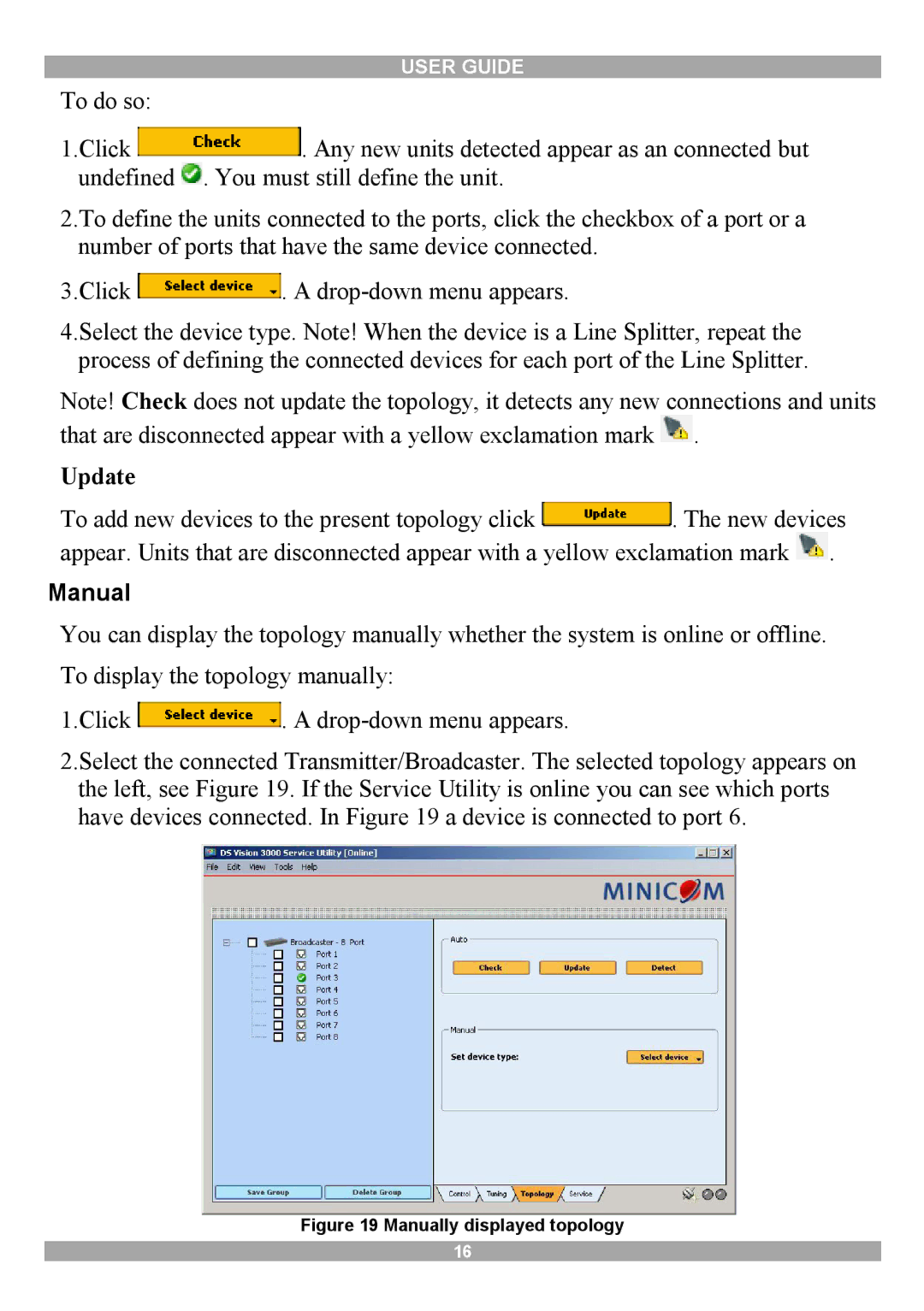 Minicom Advanced Systems 3000 manual Update, Manual 