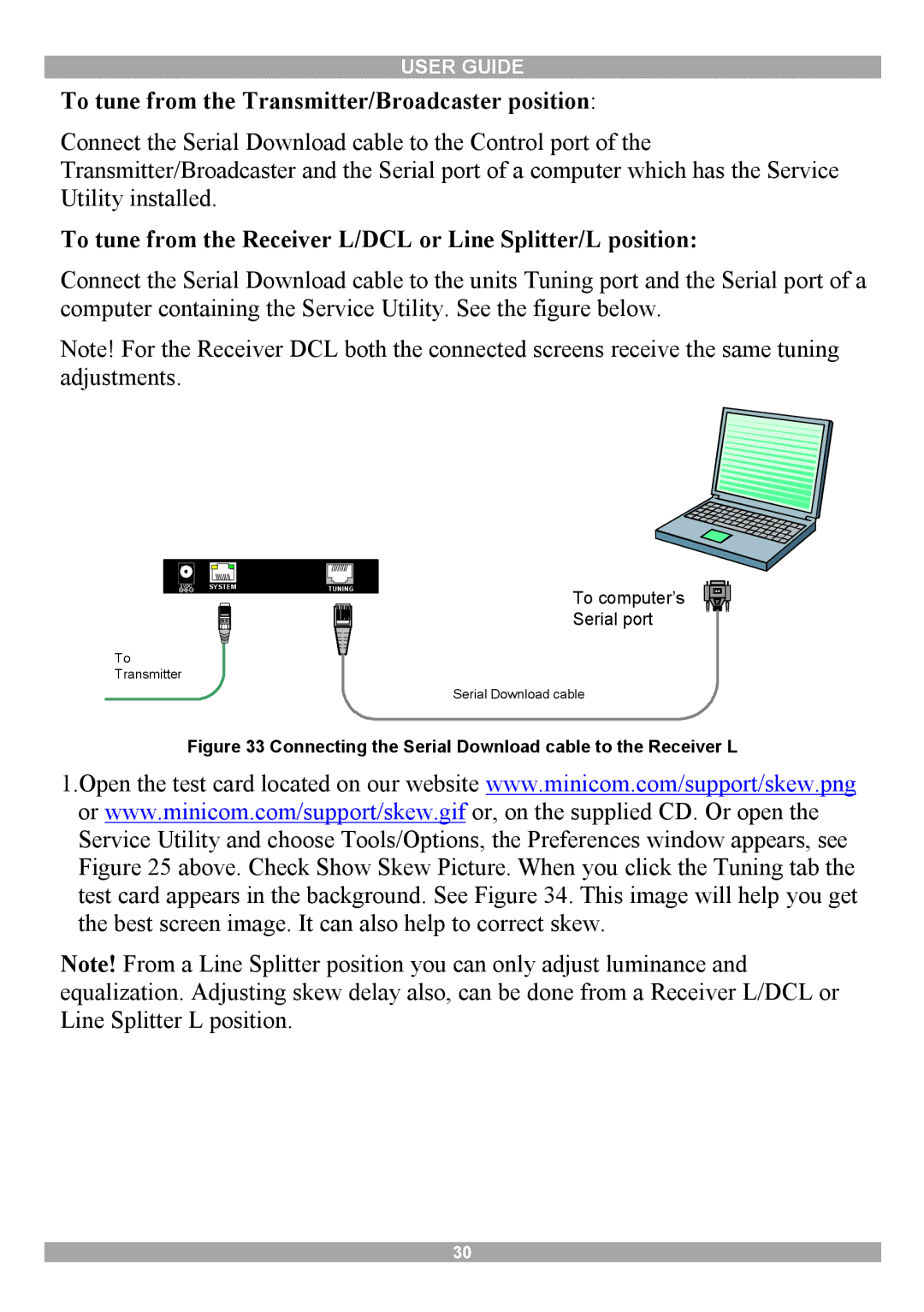 Minicom Advanced Systems 3000 manual To tune from the Transmitter/Broadcaster position 