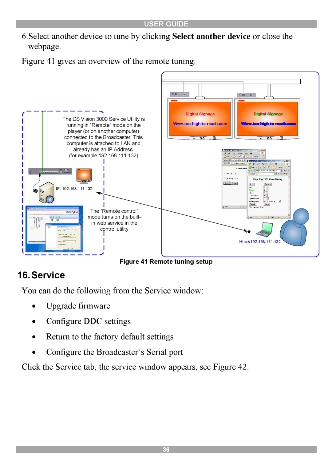 Minicom Advanced Systems 3000 manual Service, Gives an overview of the remote tuning 