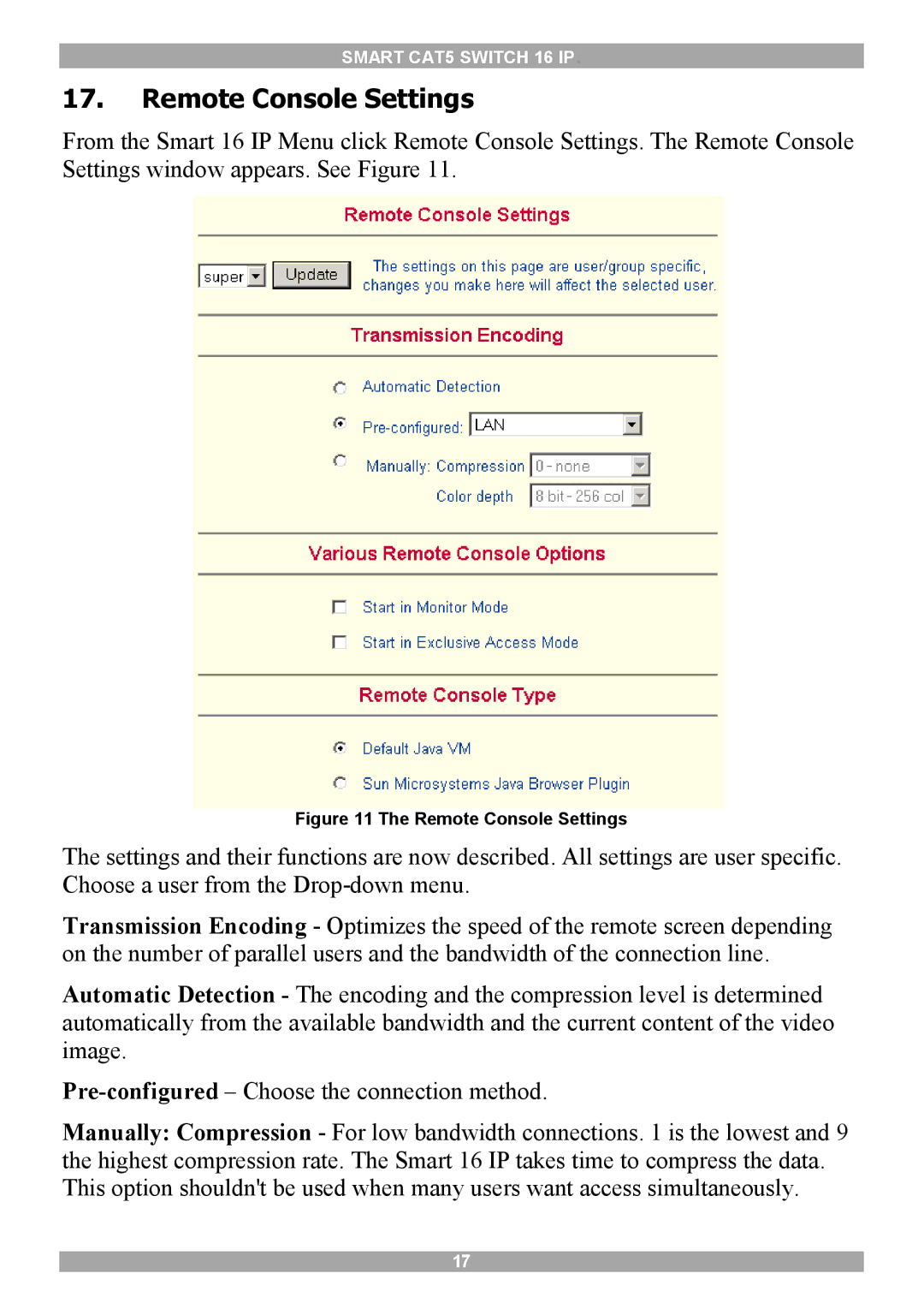 Minicom Advanced Systems 5UM20114 manual Remote Console Settings 