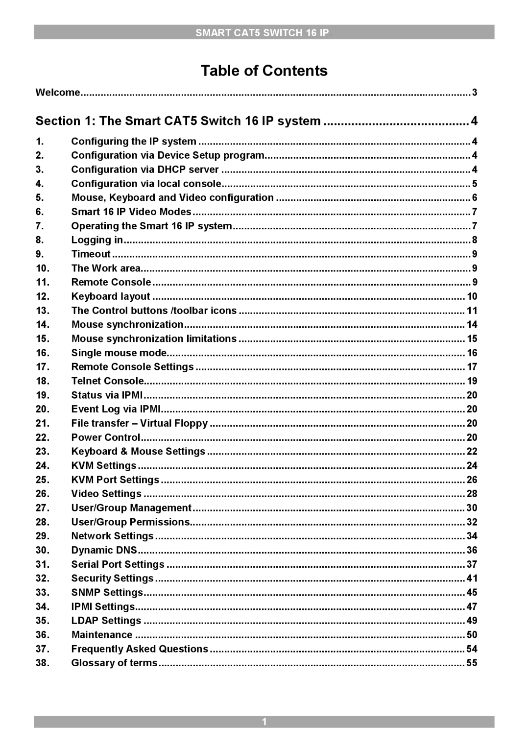 Minicom Advanced Systems 5UM20114 manual Table of Contents 