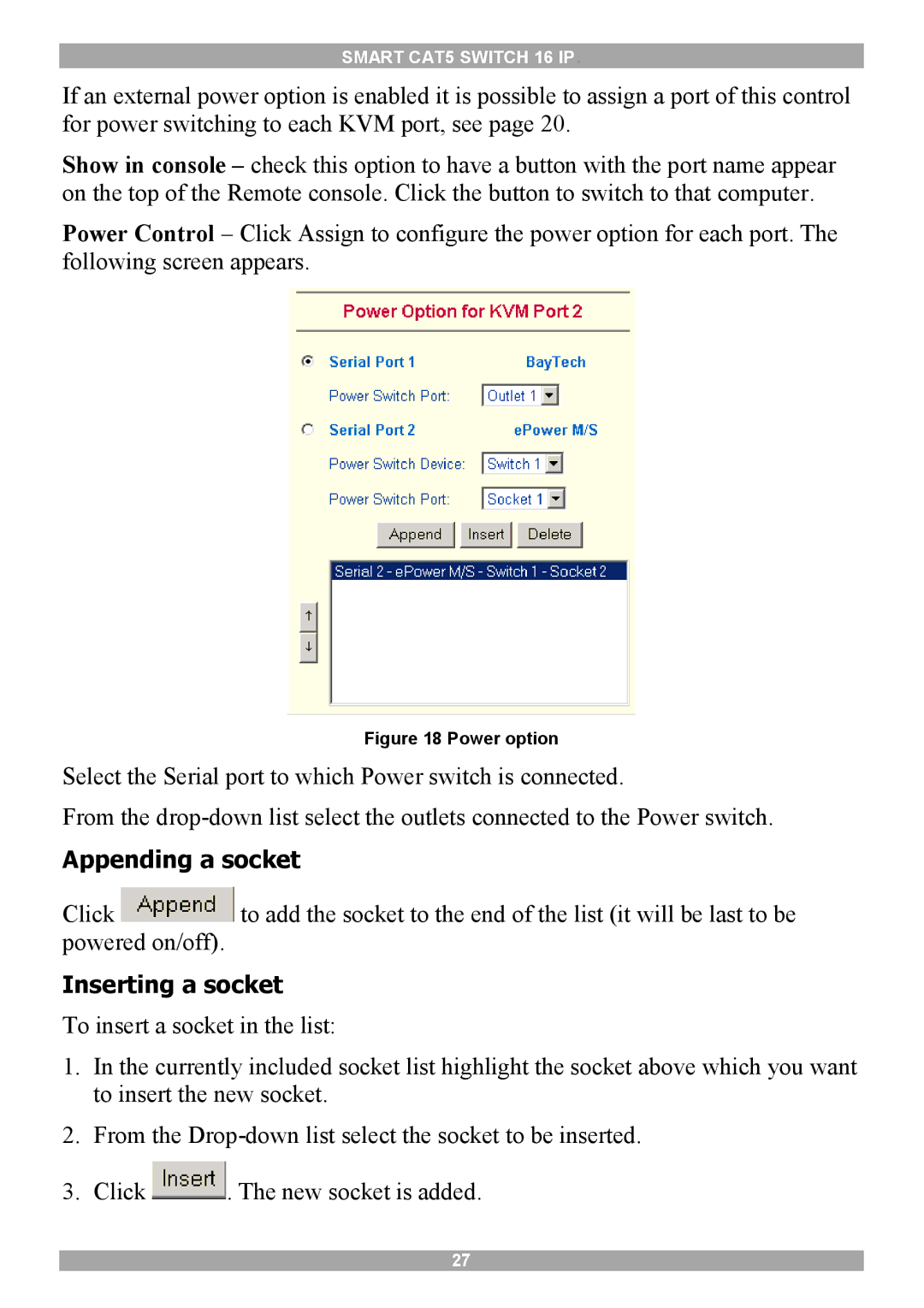 Minicom Advanced Systems 5UM20114 manual Appending a socket, Inserting a socket 