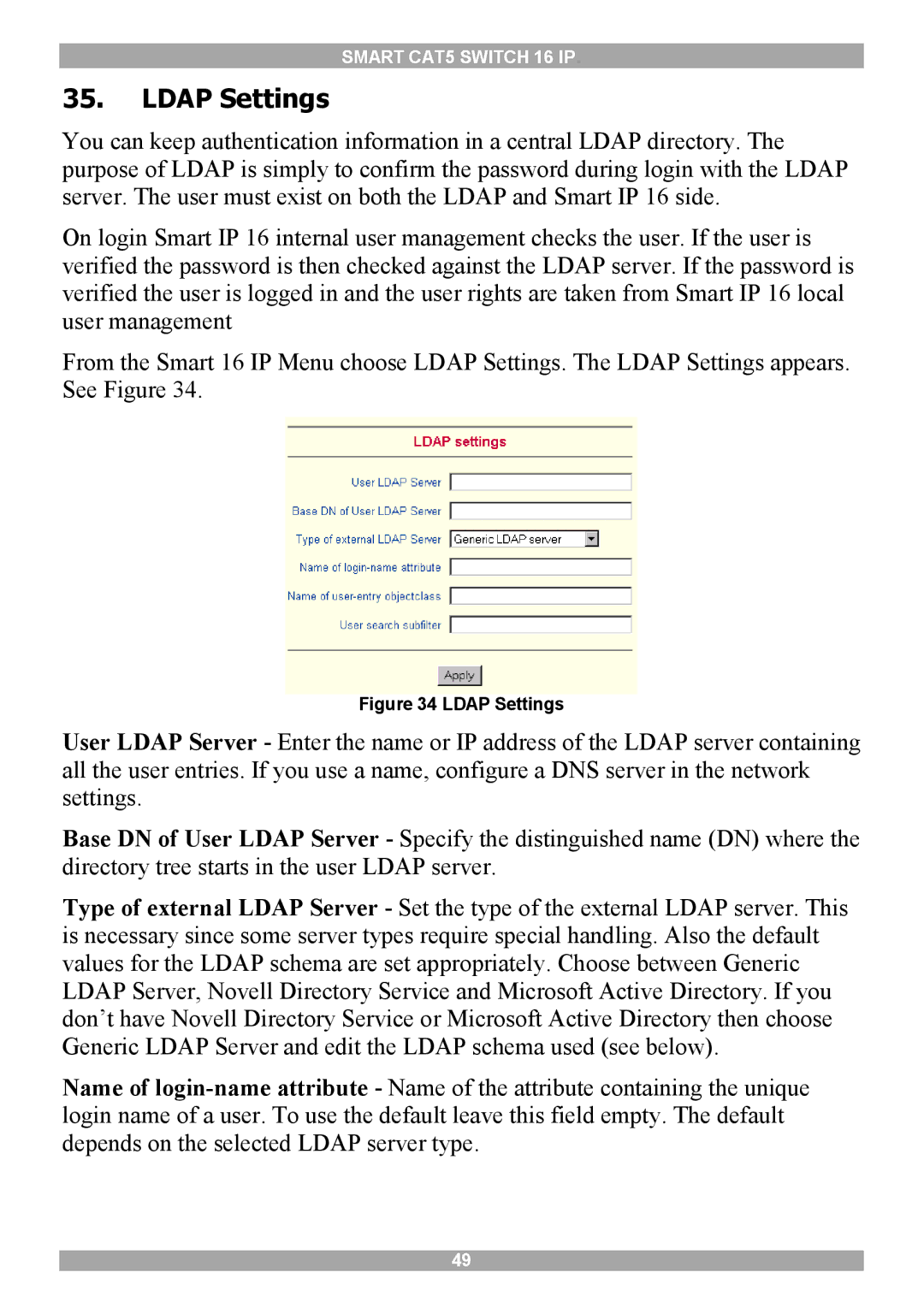 Minicom Advanced Systems 5UM20114 manual Ldap Settings 