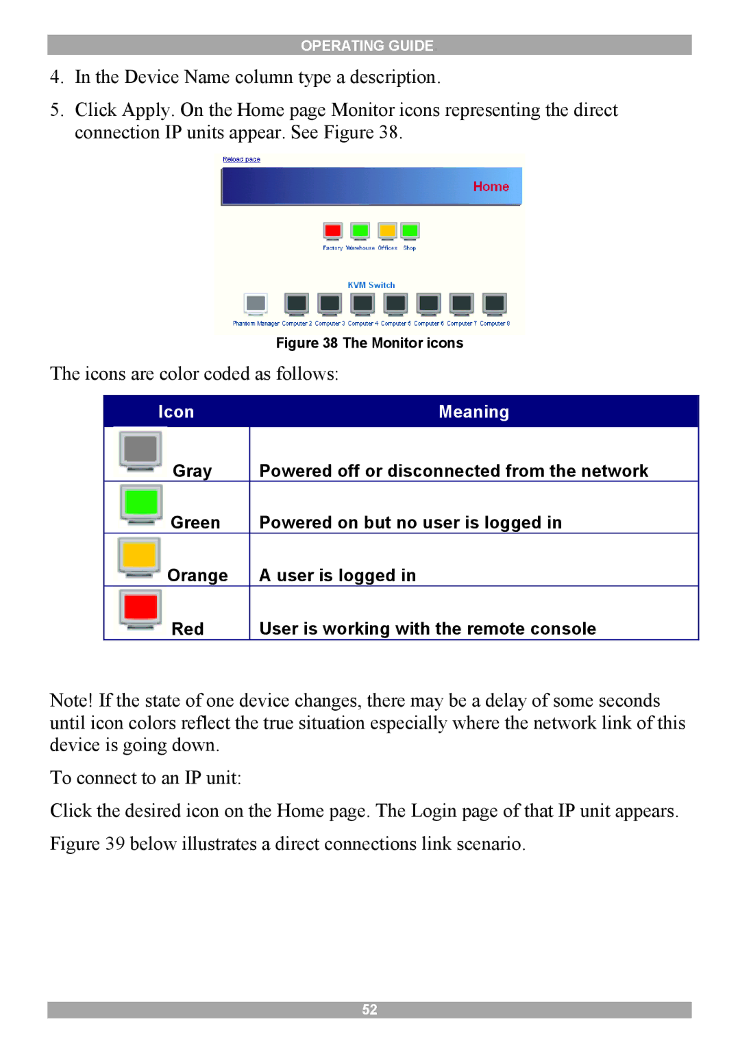 Minicom Advanced Systems 5UM20114 manual Icons are color coded as follows, Icon Meaning 