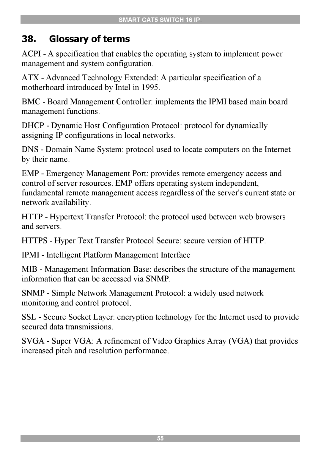 Minicom Advanced Systems 5UM20114 manual Glossary of terms 