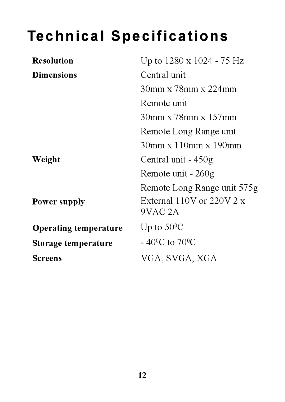 Minicom Advanced Systems 5UM40066 - V1 8/01 manual Technical Specifications, Dimensions 