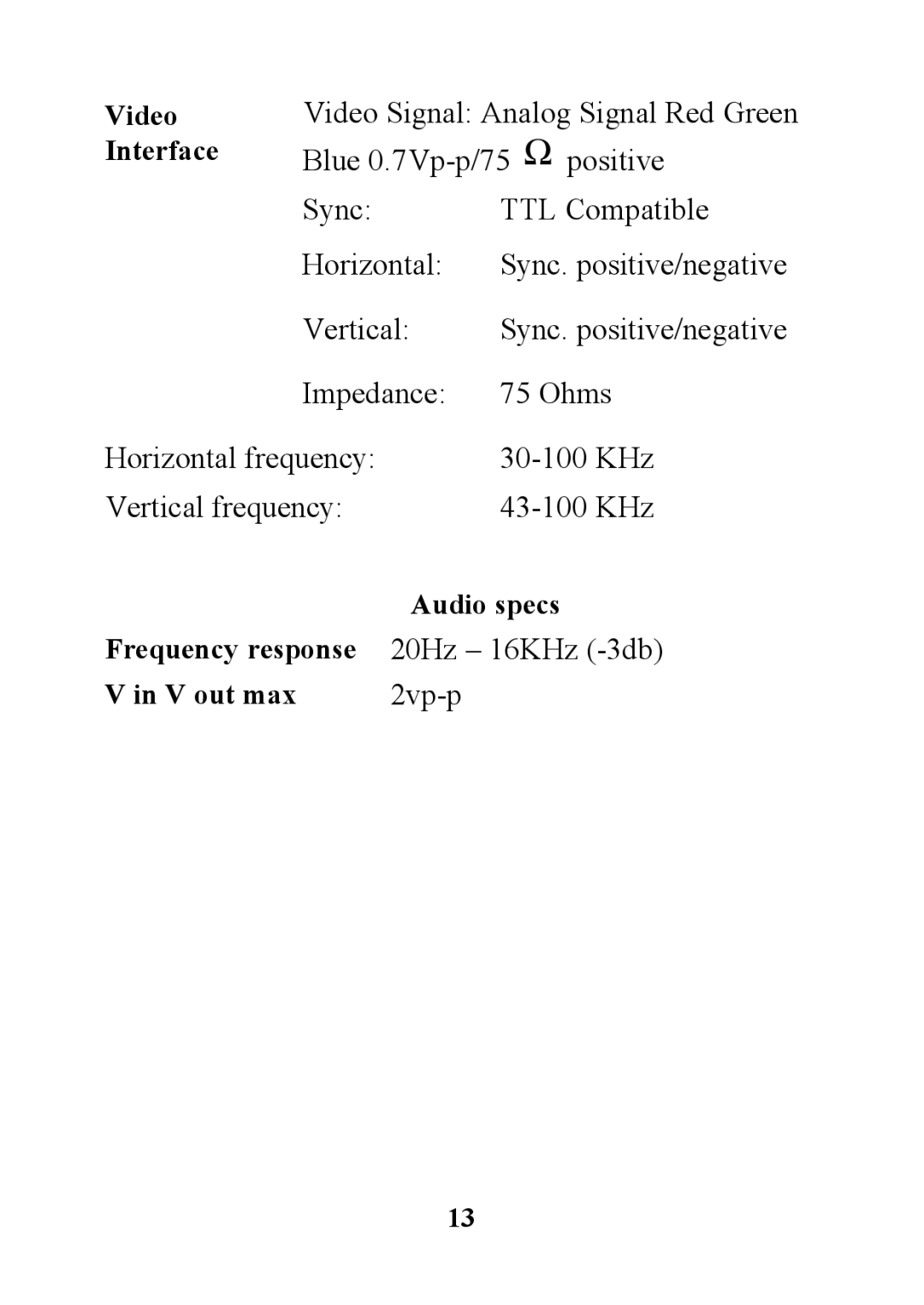 Minicom Advanced Systems 5UM40066 - V1 8/01 manual Audio specs 