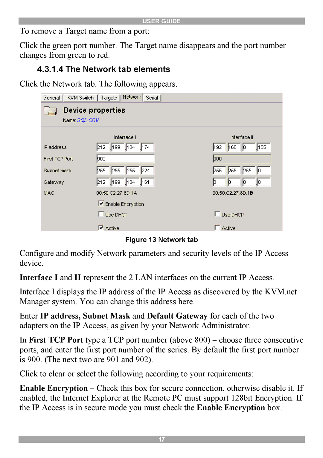 Minicom Advanced Systems 5UM70156 V1.1 12 manual Network tab elements 