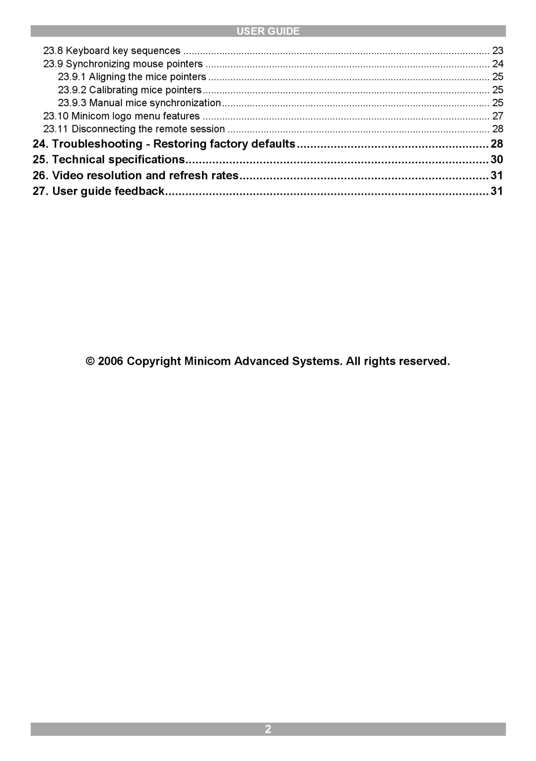 Minicom Advanced Systems 5UM70166 manual User Guide 