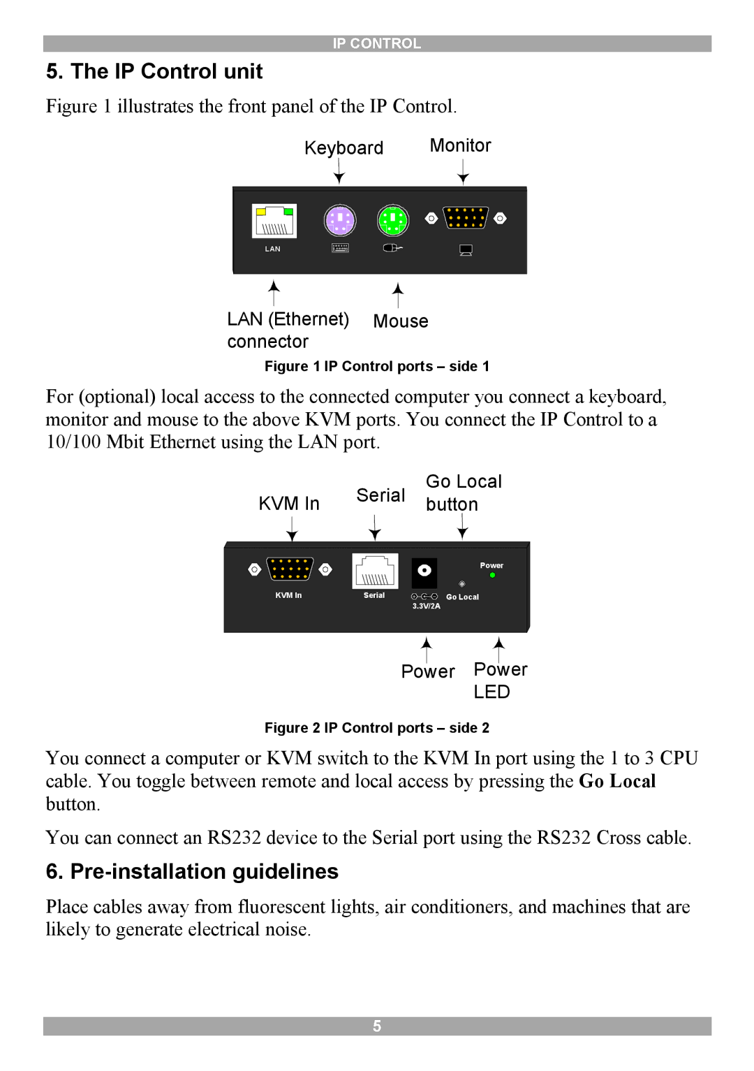 Minicom Advanced Systems 5UM70166 manual IP Control unit, Pre-installation guidelines 