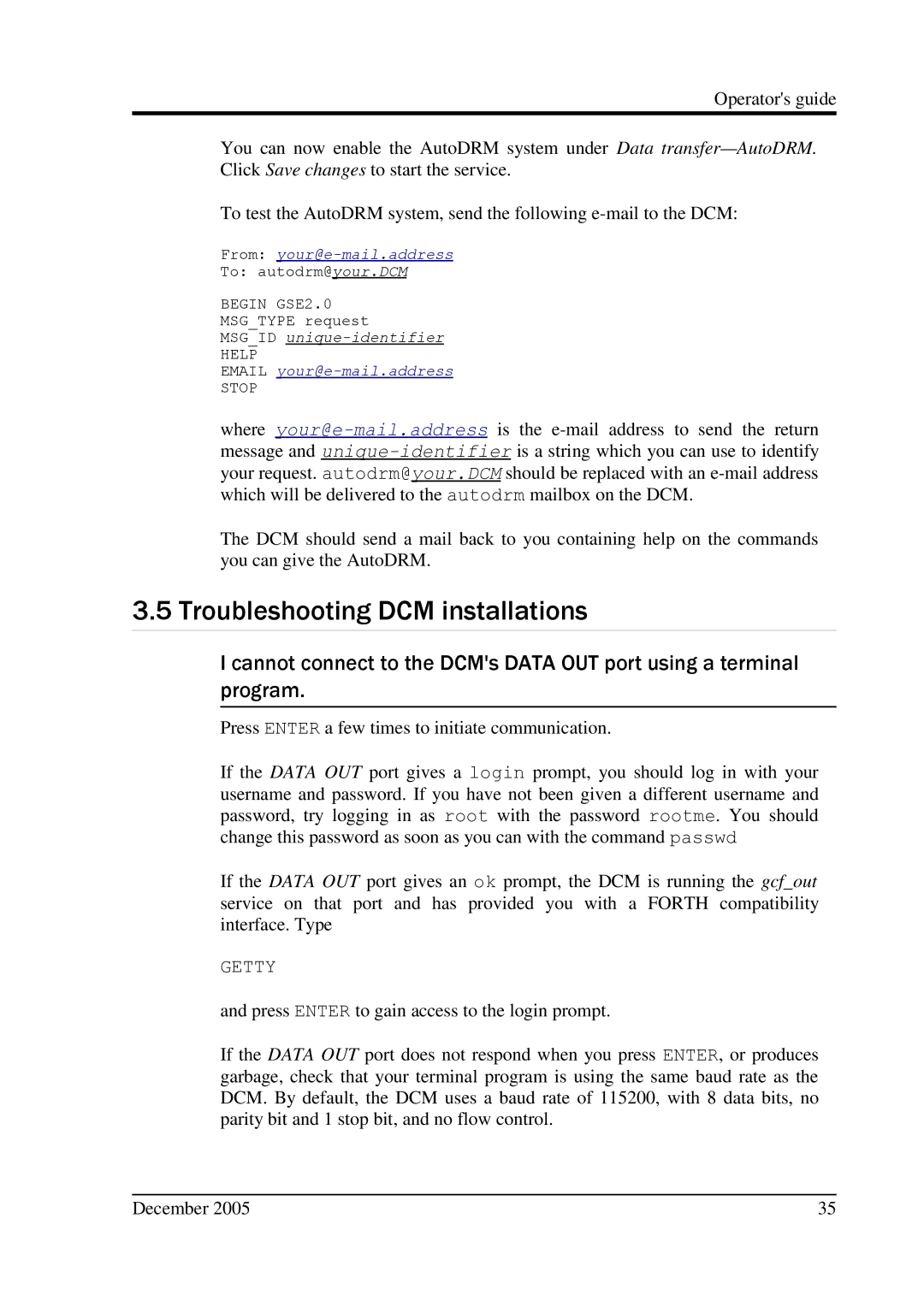 Minicom Advanced Systems CMG-DCM manual Troubleshooting DCM installations 