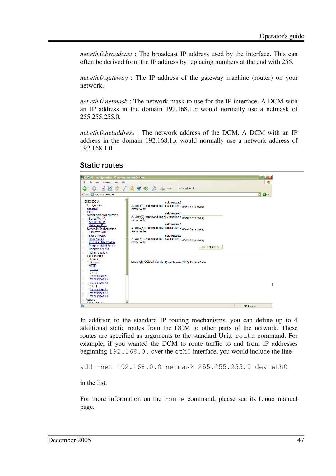 Minicom Advanced Systems CMG-DCM manual Static routes 