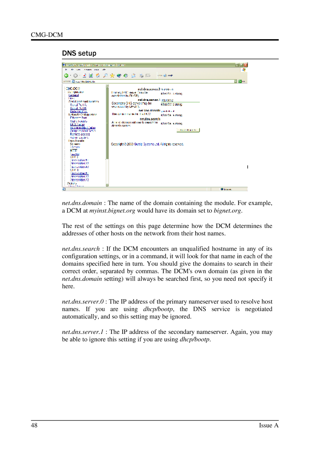 Minicom Advanced Systems CMG-DCM manual DNS setup 