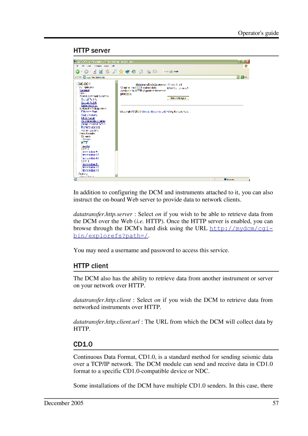 Minicom Advanced Systems CMG-DCM manual Http server, Http client, CD1.0 