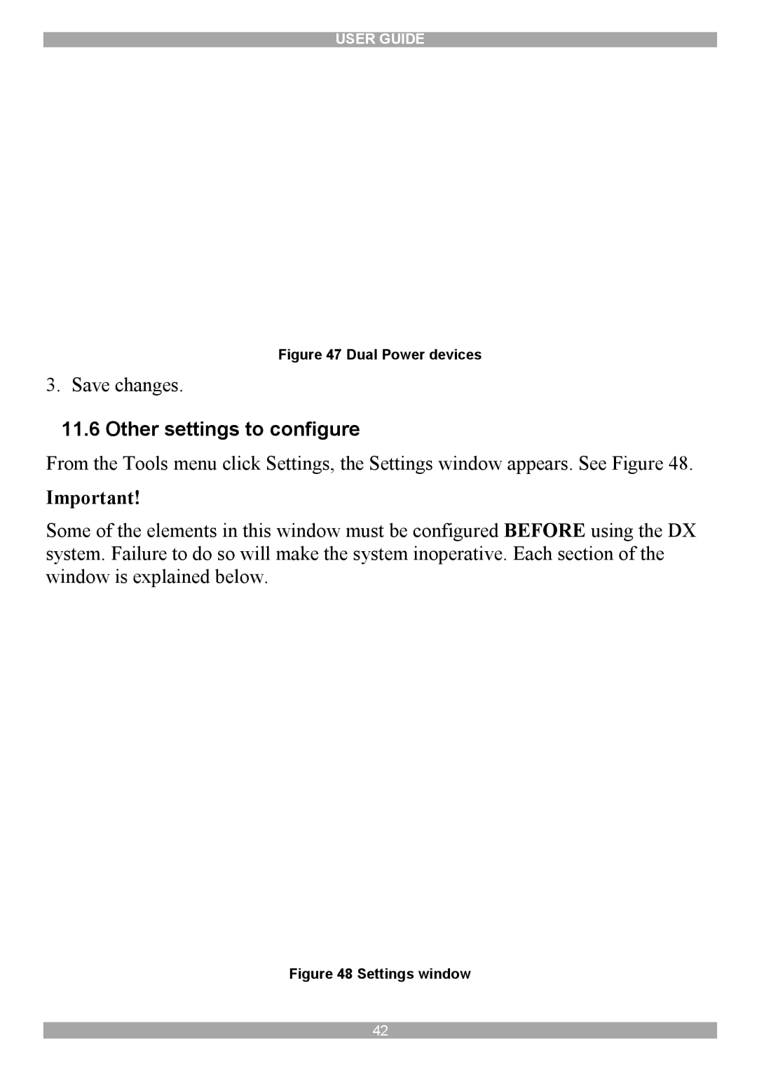 Minicom Advanced Systems DX System manual Other settings to configure, Dual Power devices 