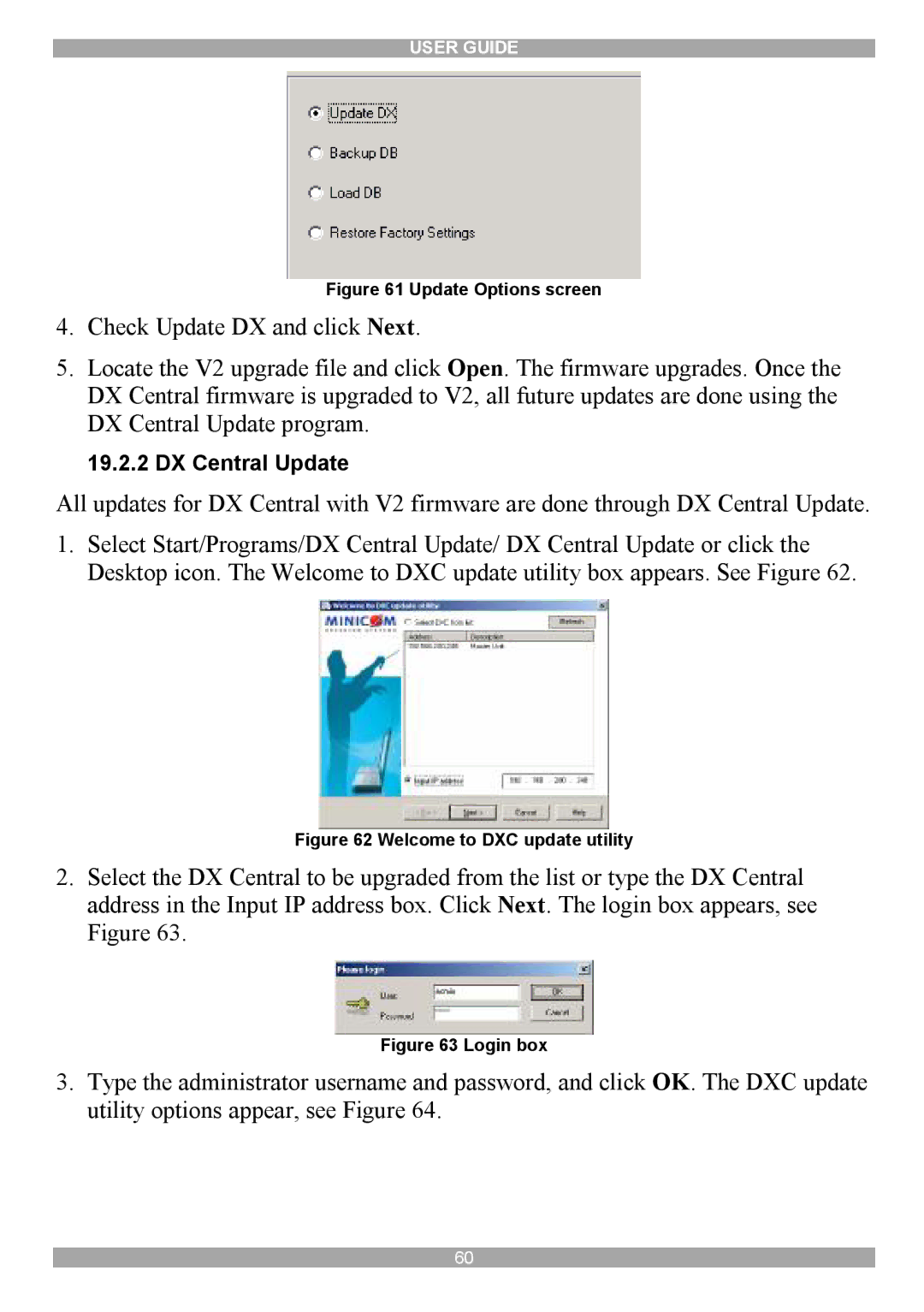 Minicom Advanced Systems DX System manual DX Central Update 