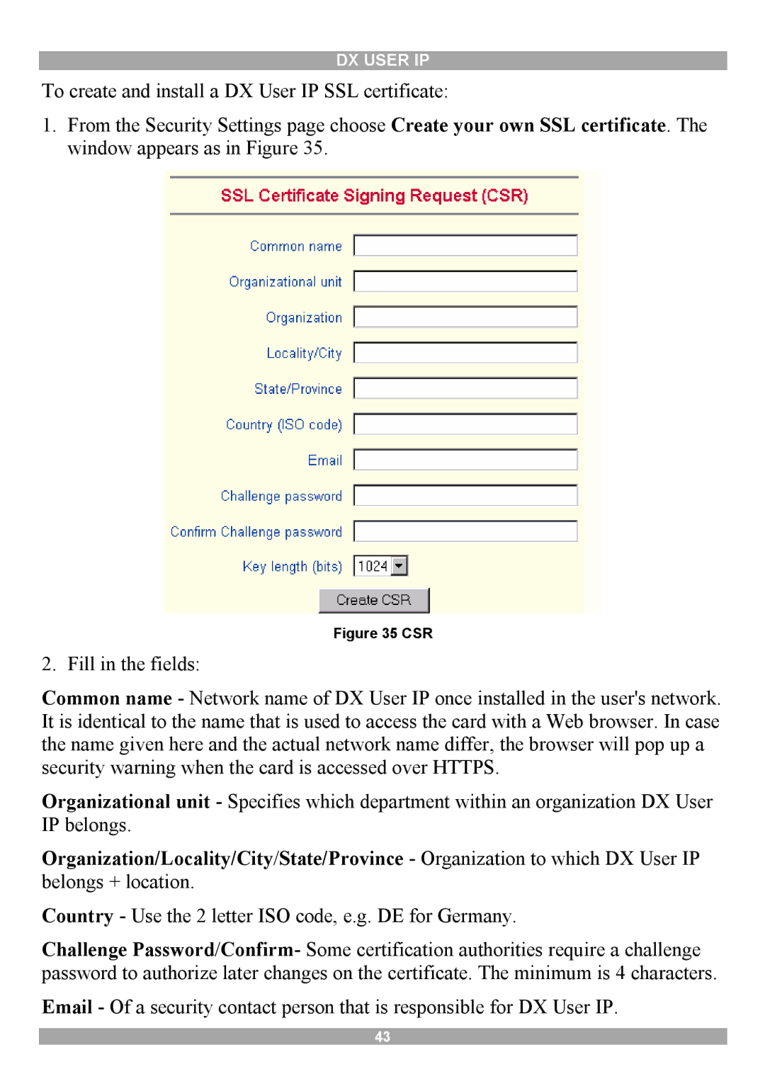 Minicom Advanced Systems DX User IP manual Csr 