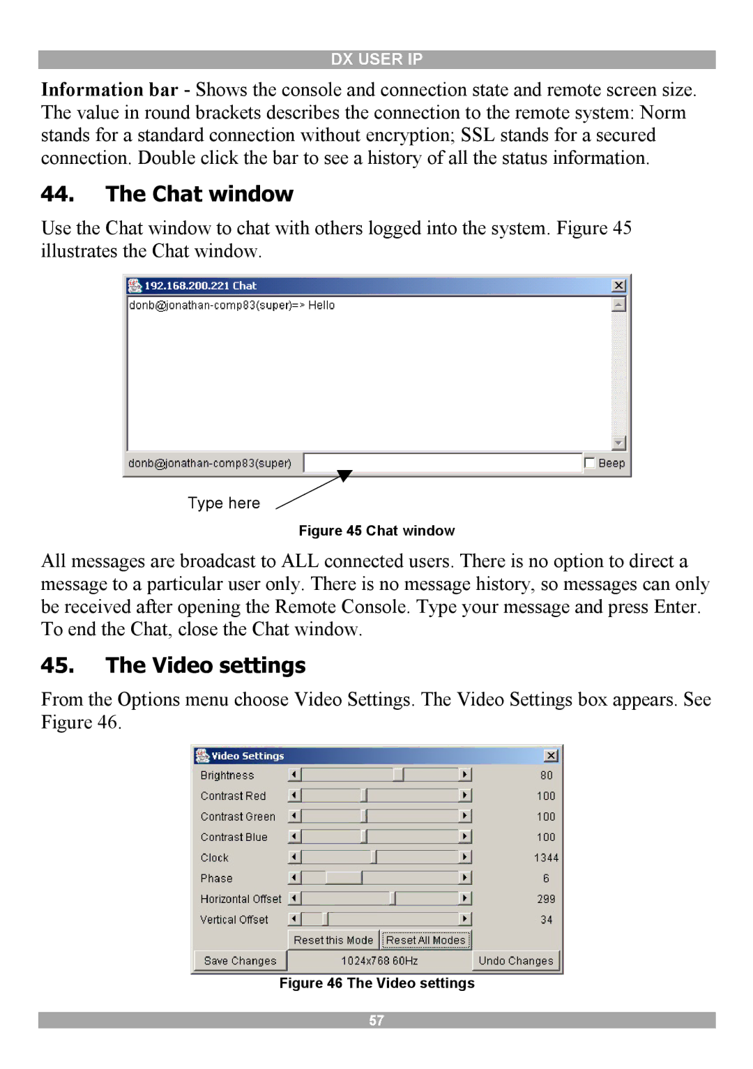 Minicom Advanced Systems DX User IP manual Chat window 