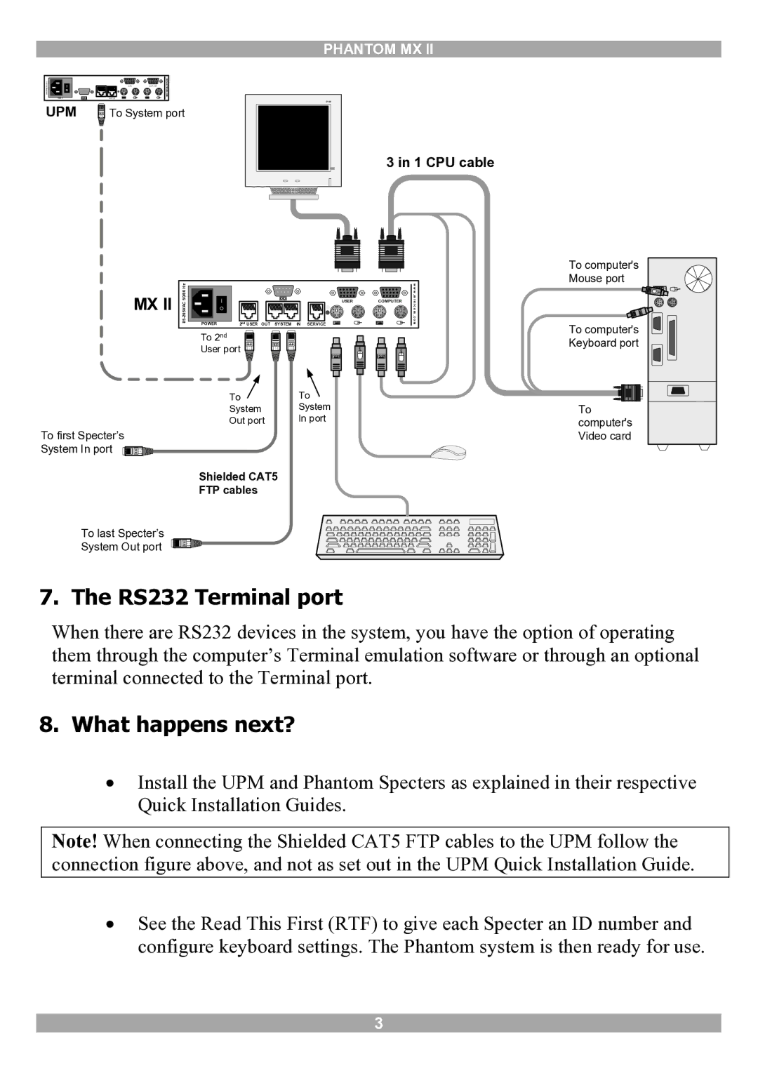 Minicom Advanced Systems MX II manual RS232 Terminal port, What happens next? 