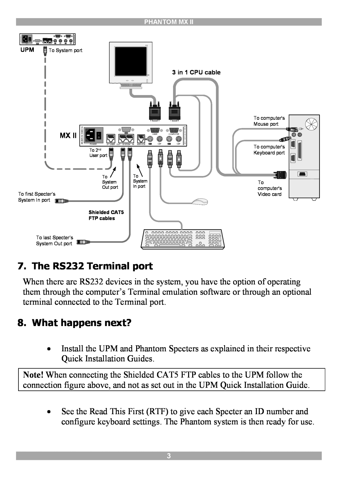 Minicom Advanced Systems MX II manual The RS232 Terminal port, What happens next? 