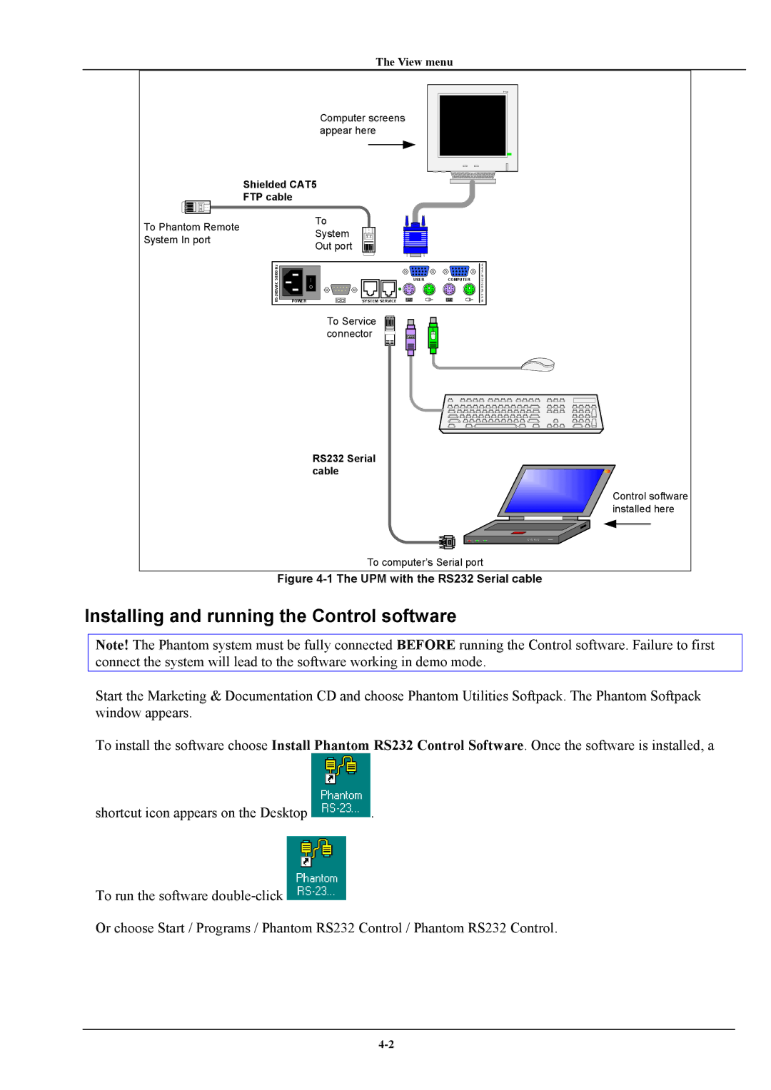 Minicom Advanced Systems Phantom manual Installing and running the Control software, View menu 