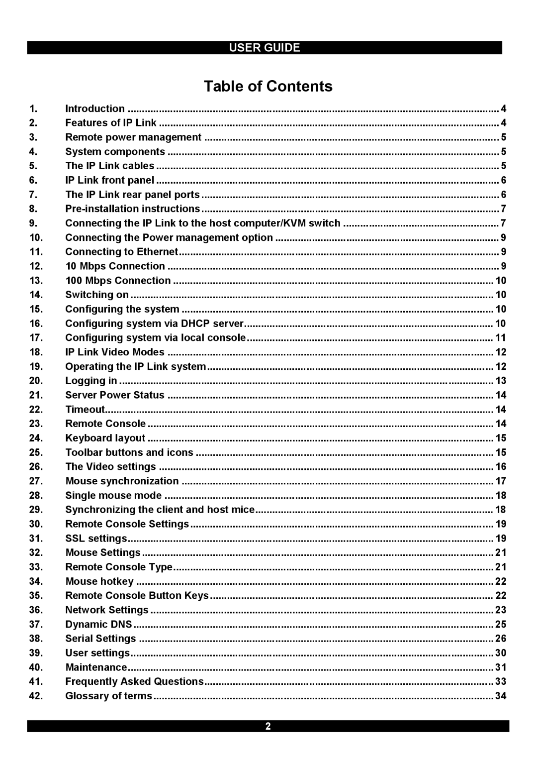 Minicom Advanced Systems RJ-45 manual Table of Contents 