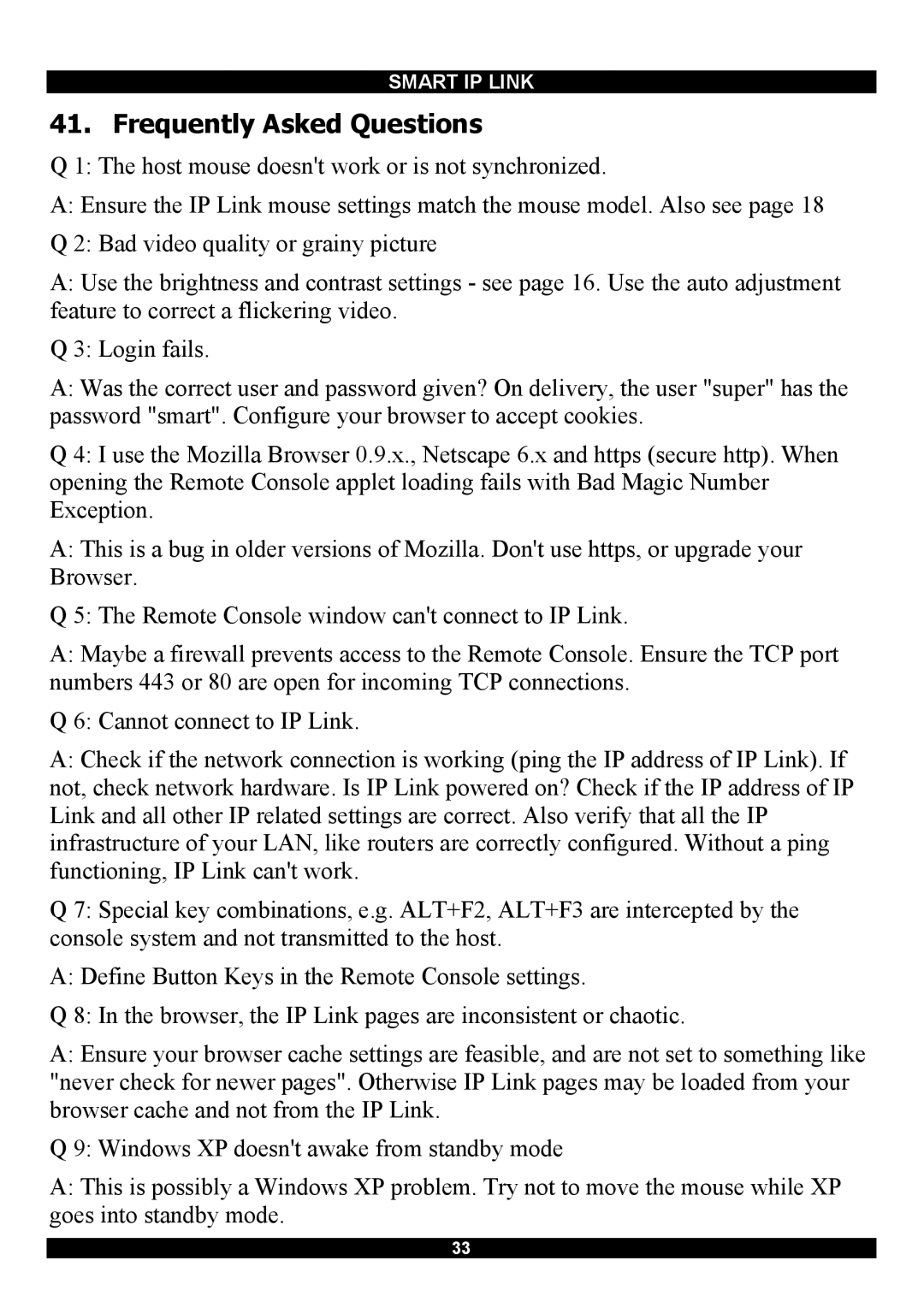 Minicom Advanced Systems RJ-45 manual Frequently Asked Questions 