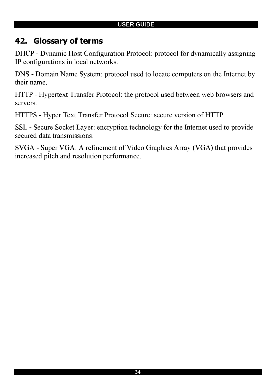 Minicom Advanced Systems RJ-45 manual Glossary of terms 