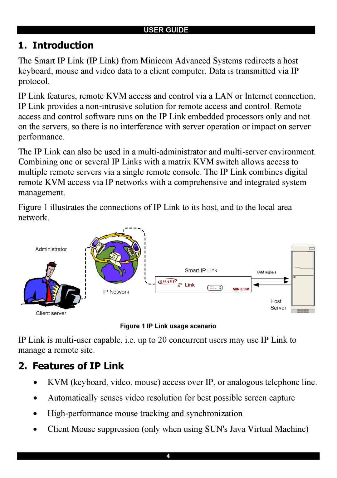 Minicom Advanced Systems RJ-45 manual Introduction, Features of IP Link 