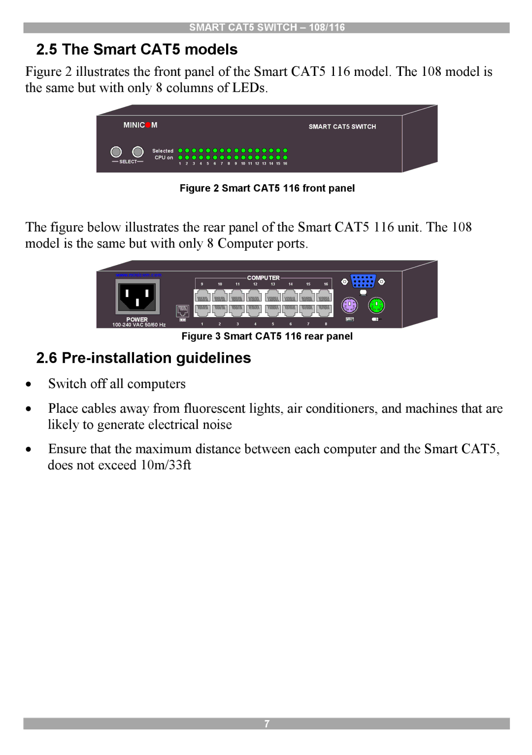 Minicom Advanced Systems manual Smart CAT5 models, Pre-installation guidelines 