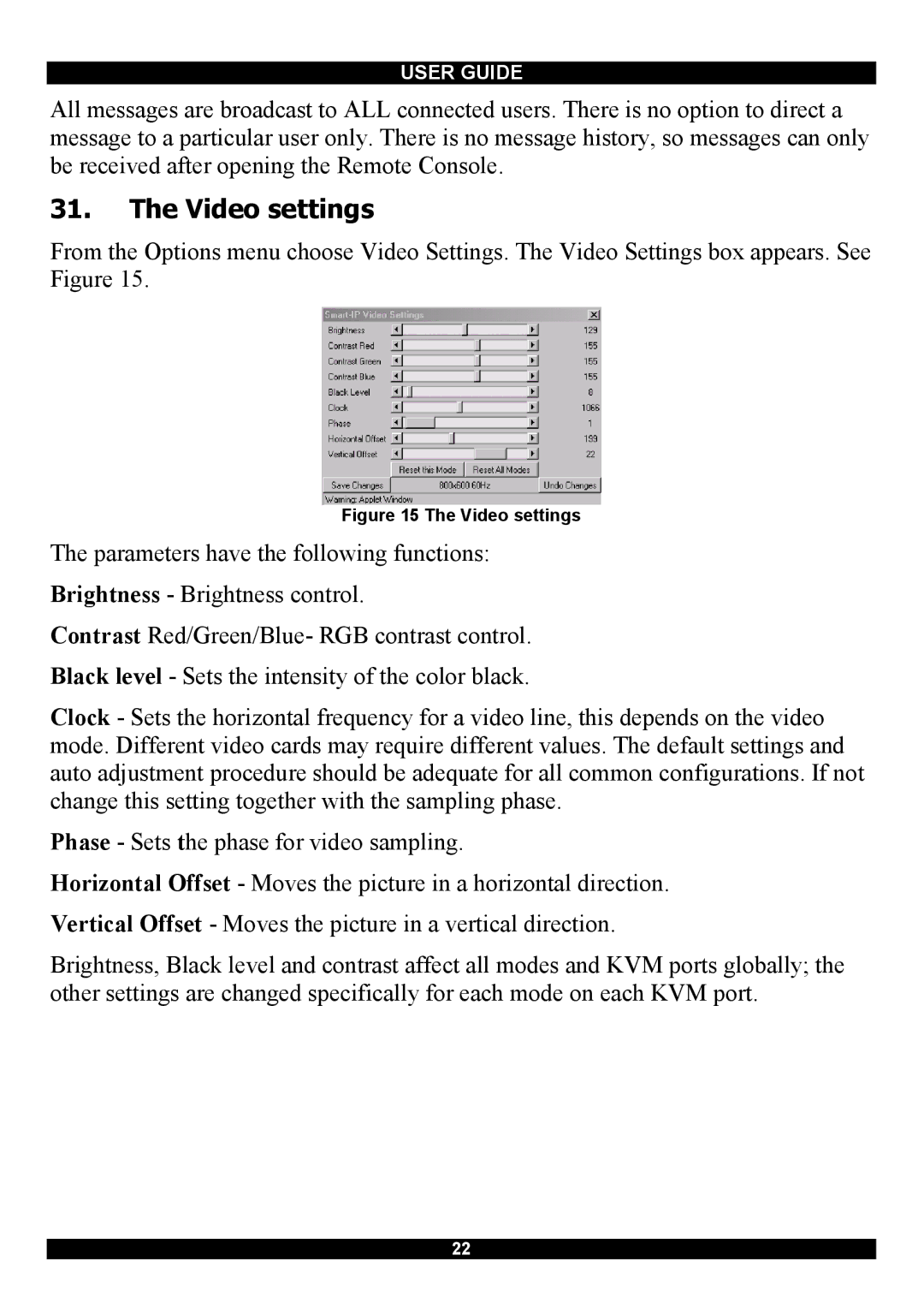 Minicom Advanced Systems Smart IP Extender manual Video settings 