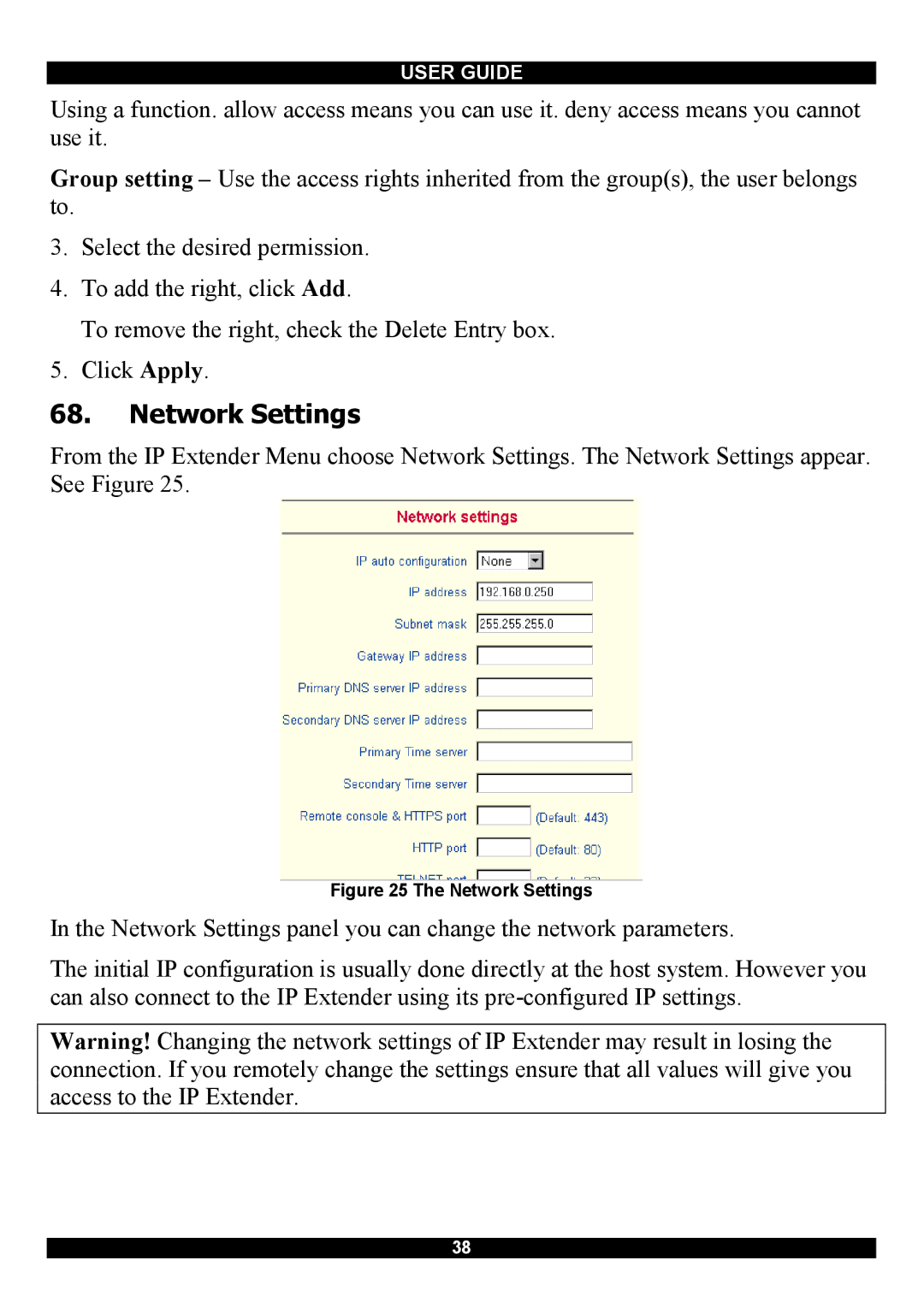 Minicom Advanced Systems Smart IP Extender manual Network Settings 