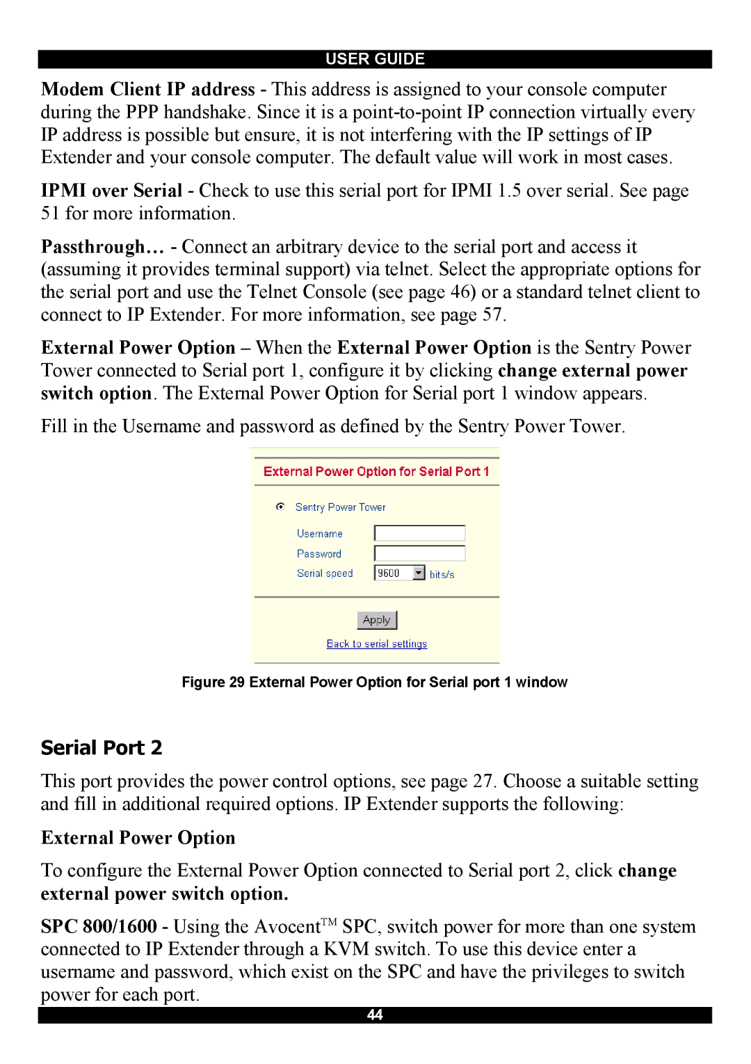 Minicom Advanced Systems Smart IP Extender manual External Power Option 